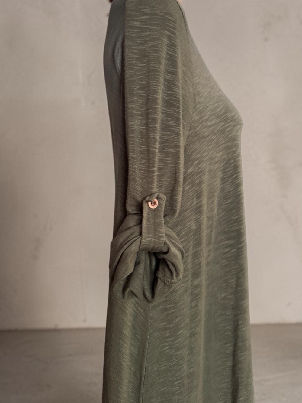 Altar’d Olive Green Long Sleeve Knit Swing Dress -Size Small - Picture 4 of 9